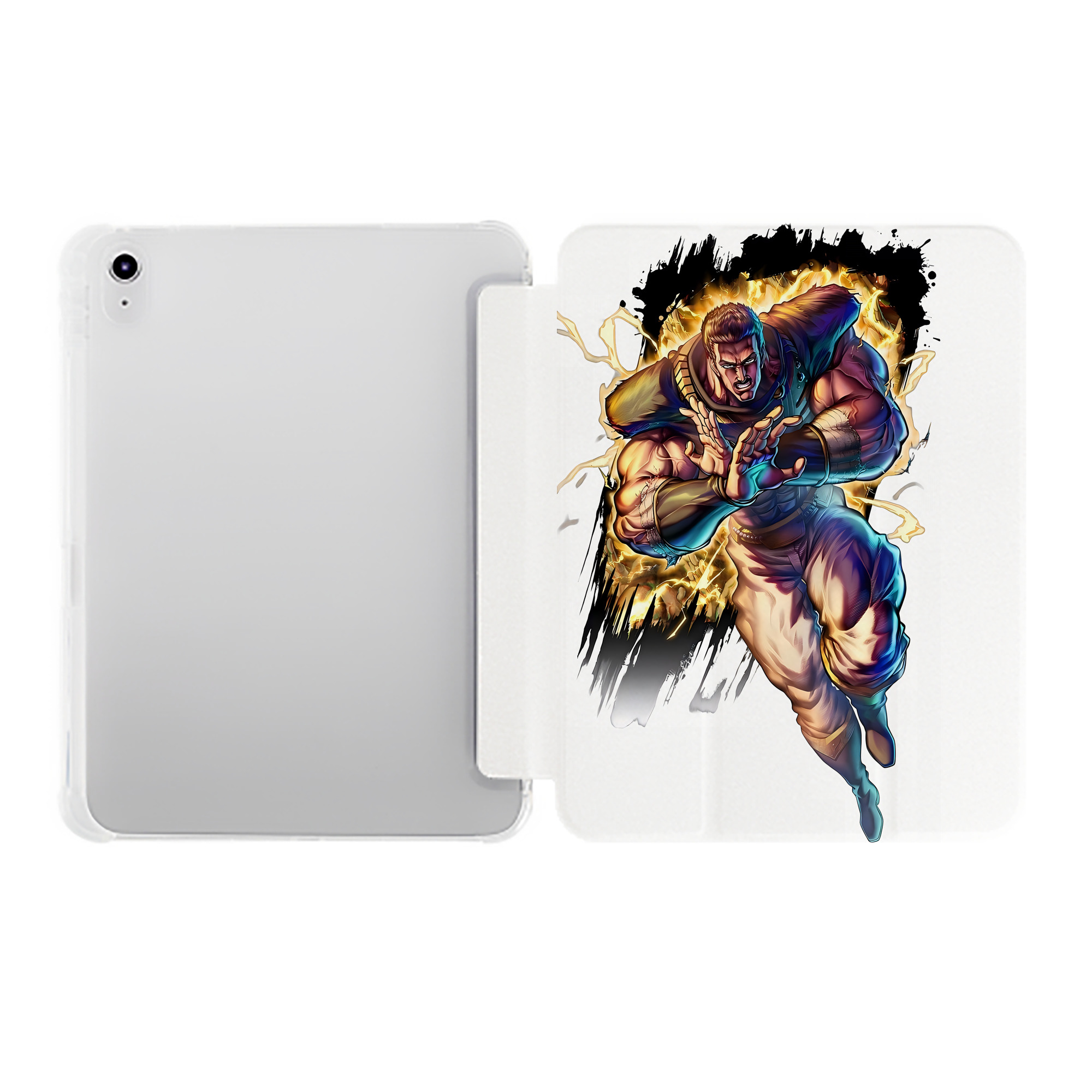 （画像用） 北斗の拳 Fist of the North Star IPad ケース ペン収納付き 三つ折りスタンド PUレザー×シリコン 対応機種9.5/10.5/10.9インチ